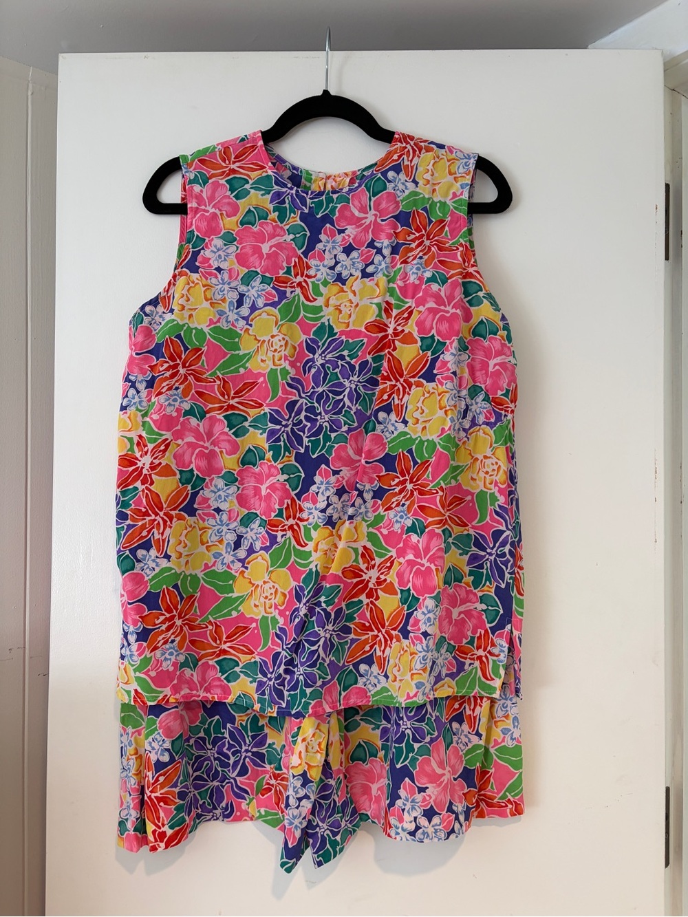Talbots Floral Sleeveless Shorts Set in Pink, Purple, Yellow & Green